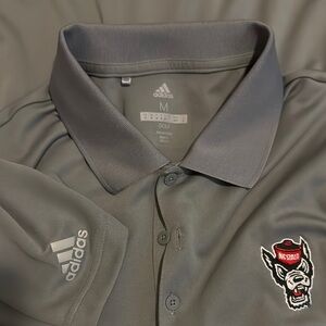 Adidas Gray Men's Polo Shirt NCSU logo